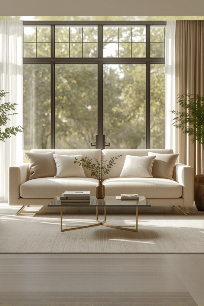 modern luxury living room with neutral palette